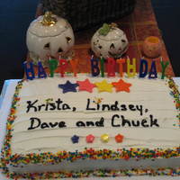 Family Birthday Celebration Cake Funetti cake & frosting with Wilton fondant stars which I cut out.