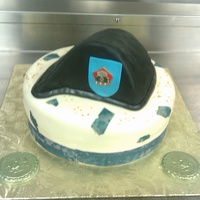 Military Beret I made his cake for my husbands military family day. The beret is rice cereal treat. The cake is strawberry cake with a vanilla bean...