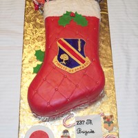 Military Stocking This cake is for my husband's sister unit 237th BSB for the military.