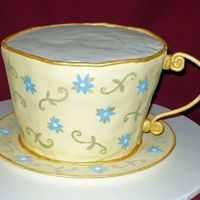 Tea Cup Tea cup for a Victorian party. Lemon cake with BC icing and lemon fondant.Hand painted accents.