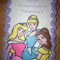 Disney Princesses Cake Half-chocolate, half-vanilla 9" X 13" cake iced with buttercream frosting. Disney Princesses are a frozen buttercream transfer. (...