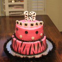 Zebra/polka Dot Birthday Cake 8 in ans 6 inch cakes. Iced in Buttercream icing with fondant accents