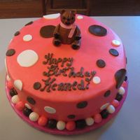 Teddy Bear Cake 14 inch marble cake with Fondant Teddy Bear and accents