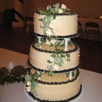 30 Year Pastor Celebration Cake 14, 12, 10 inch white cake with Ivory and Black Buttercream.