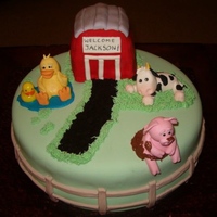 Barnyard Baby Shower Cake I made this Barnyard cake for my cousin's baby shower. It is a 2 layer 12" cake. It was triple fudge and french vanilla with...