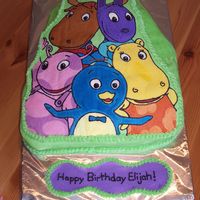 The Backyardigans This was my very first frozen buttercream transfer. I made the mistake of shaping the cake but forgetting that the image gets flipped!...