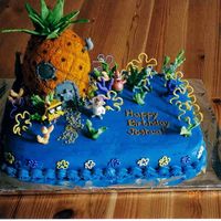 Bikini Bottom okay, I cheated. The characters are figurines, but the rest is all mine! The pinapple top, seaweed, corral, and flowery shapes are royal...