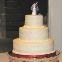 Round Cream Cheese Cake With Pearls I made this wedding cake for my cousin. It is a 6", 10" & 14" all red velvet with cream cheese frosting. The pearls were...