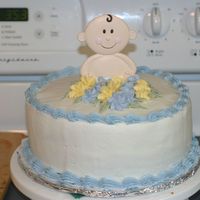 First Baby Shower This is my first baby shower cake. The flowers are RI. The cake is white with strawberry filling. It was yummy. I was called the night...