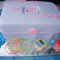 Caboodle! Caboodle cake for two little girls having an 80's party! The accessories are all fondant - I used molds for some and free-handed...