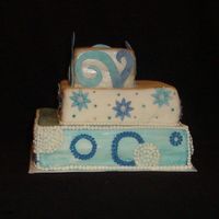 Off-Set Blue This was for a man's B-day party. His favorite color is blue. I made it mod and funky....like him.