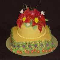 Vibrant Flowers Bridal Shower Cake The bride-to-be loves oranges, yellows, and her hobby of keeping up a beautiful flower garden at home. I concentrated on her color requests...