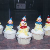 Clown Cupcakes For A Birthday Party Vanilla cupcakes with vanilla buttercream frosting.