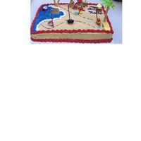 Pirate Cake for my nieces birthday. cookie /cereal sticks made great palm tree trunks with drink umbrellas for tree tops