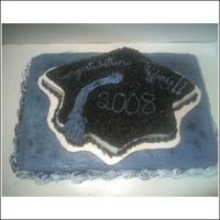 Grad Cake On 1/2 Sheet grad cake chocolate cake and sheet cake is yellow cake. I didn't dotoo well defining the dimensions of the grad cap cake. Once you...