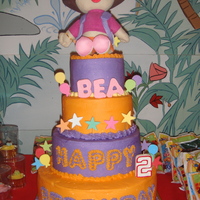 Dora The Explorer Cake iced in buttercream...stuffed toy decor...thanks for looking! :)