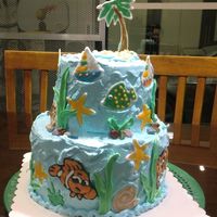 Birthday Cake For My Mil hawaiian theme for my mom in law's birthday...chocolate cake with choco fudge filling...iced in marshmallow icing...royal icing...