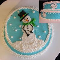 Snowman WASC cake with Raspberry filling and Raspberry buttercream... My kids favorite flavors obviously. :-) Snow flakes made with meringue