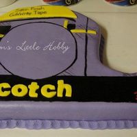 Scotch Tape White Chocolate Raspberry cake with raspberry buttercream filling, vanilla frosting and MMFcovering. The kids and I made this for the 3M...