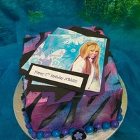 Hannah Montana Cake Hannah Montana cake airbrushed blue and purple finishes with fondant accents