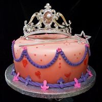 Princess Cake Fondant covered princess cake with purchased lighted tiara.