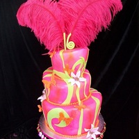 Hot Pink Orange Cake Hot Pink and orange Topsy Turvy with lime green swirls