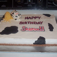 Cow Cake Made for my mother-in-law's 65th birthday. She's a huge cow fan. Cow and straw made out of fondant, all other decorations, out of...