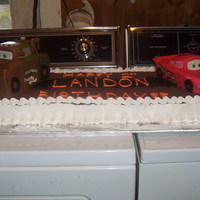 Lightning Mcqueen & Mater Made for my great-nephew's first birthday. Everything is edible on this cake. Over 40+ total hours.