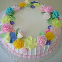 Practise Cake Just another take on Saturday's bridal shower cake, I wanted to use up the icing and had the flowers made from practising. I had a...