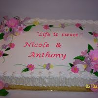 Shower Cake The cake was purchased, undecorated, from the Bride's favorite bakery. It is one layer vanilla, one choclate with Cannoli filling. A...