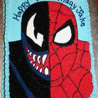 Spiderman And Venom This cake was made from a picture given to me from a customer. I used B/C/ icing as well as cookie icing for the eyes and the mouth to give...