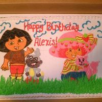 Strawberry Shortcake And Dora My "best buddy" turned 3 this year and she loves Dora and Strawberry Shortcake, so we improvised and came up with this. It is one...