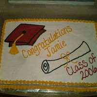 Diploma/cap This was for a friends sister who graduated from high school. I am not any good with BCT so I hand draw all of my cake decorataions.
