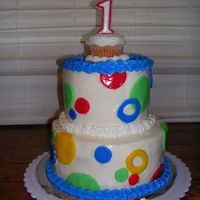 Polka Dot Fun For 1St Birthday I did this cake for a friend's daughter's 1st birthday...this is the 1st 2 tier cake I've made...did buttercream icing and...