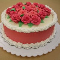 Wilton Class Rose Cake This is my last cake for my 1st Wilton Class...May have been a little overkill with the roses, but it was fun to make! All buttercream.