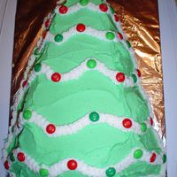 Christmas Tree Cake Wilton Iridescent Tree Pan; BC; M&M's