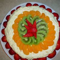 Mandarin Orange Cake Probably the healthiest cake I've ever made! 10" round yellow cake w/ mandarin oranges; Cool Whip Free Frosting with crushed...