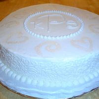 Bridal Shower - Cornelli Lace & Luster Dust 10" Round Lemon Cake with Raspberry Filling. BC letters and cornelli lace with Luster Dust accents. Inspired by a user of this site......