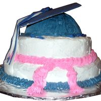 Tri-M Graduation Graduation cake for high school seniors in the music honor society (pink cord stands for music). All buttercream except the tassle and cake...