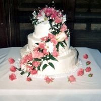 Wedding Cake 2 White cake with Strawberry FillingButtercream with real flowers and ferns