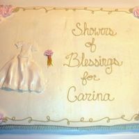 Wedding Dress On Sheet Cake Fondant dress and bouquet. Buttercream roses. Thanks for looking!