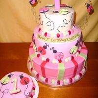 Lady Bugs 1St Birthday All butter cream with fondant details. The design match the little girls bathing suit for her party.
