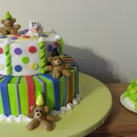 Bears First Birthday This is the boy version of my bears with party hats cake. The little dog is a Westie - the little boys dog named Buddy. 12, 9, and 6 in...
