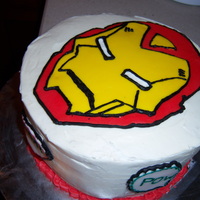 Ironman Made this for a friend, Ironman face in fondant and outlined with frosting!