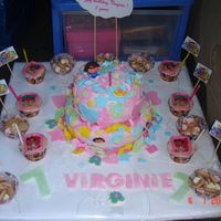 Dora The Explorer for a 5 years old fan of doravanilla and chocolate round cakesfondant accents
