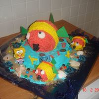 Under The Sea belgian chocolate cakes for mumy fish, little fishes, and the plain cakebuttercream, fondant accents