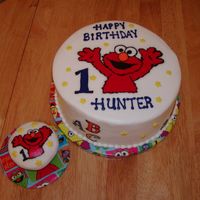 Elmo 10" & muffin size cupcake are chocolate cake with bc frosting, elmo, abc & 123 are FBCT's.