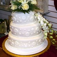 My First Wedding Cake Fondant covered, color-flow dots.....