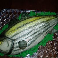 Bass Fish This is a carved cake that has been textured and airbrushed. Lettuce leaves are done in fondant.