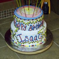 Comic Cake Buttercream, fun cake for a 10 yr. old.